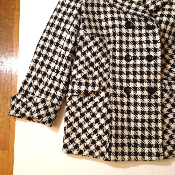 Wool Blend Blazer Jacket Women 1X Black White Check Tweed Belt Career Mackintosh - Picture 7 of 14